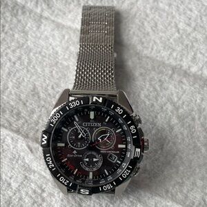 Citizen Eco-Drive Silver Watch with Black Dial